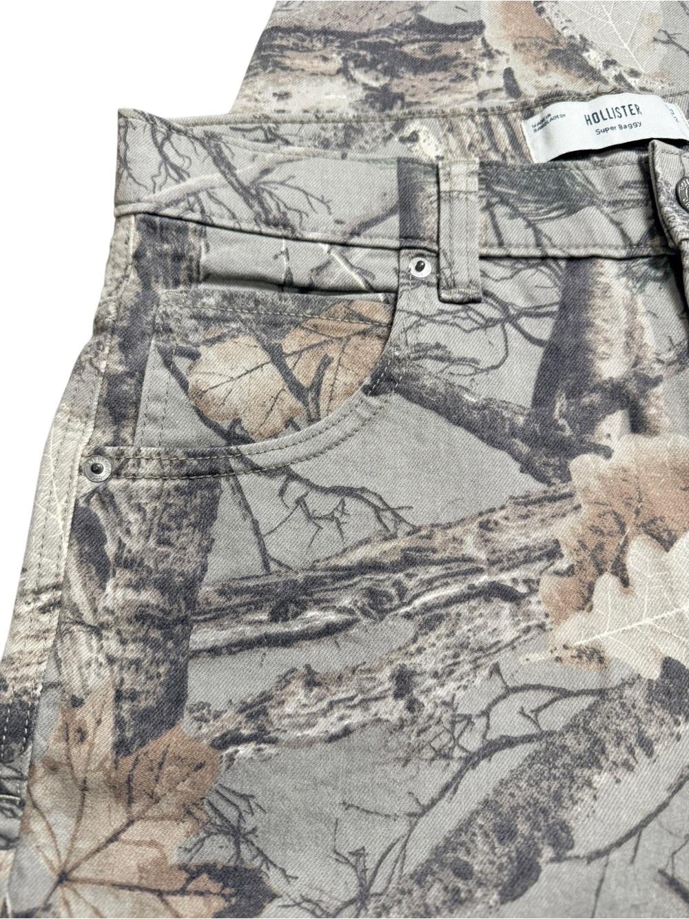 NWOT Hollister Women’s Super Baggy Camo Jeans 33x32 Woodland Wide Leg Y2K - Picture 4 of 11